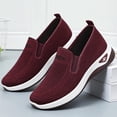 thumbnail image 5 of Womens Slip On Walking Sneakers Breathable Mesh Lightweight Cushioned Comfort Shoes - Wine,Size 7, 5 of 9