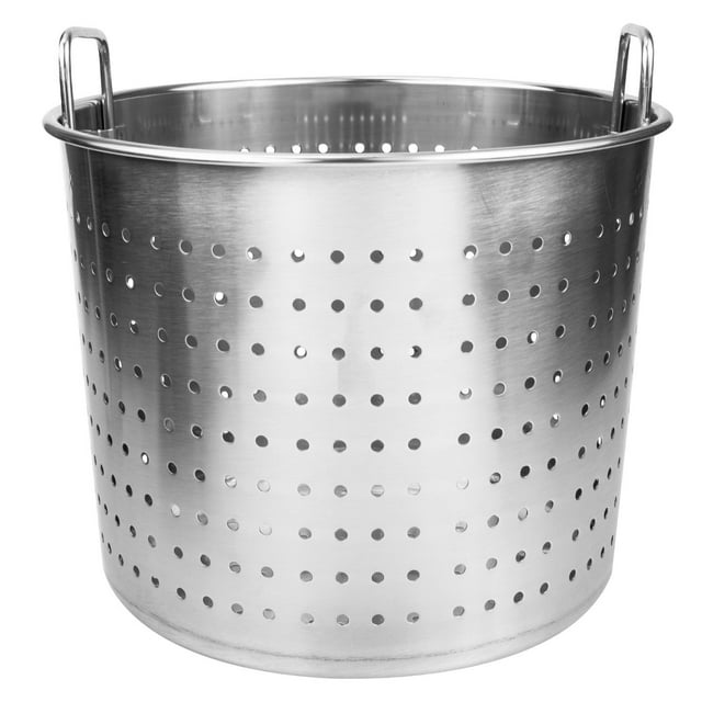 Minkissy Stainless Steel Crawfish Leaky Boiler Round Silver 1Set for Home Users