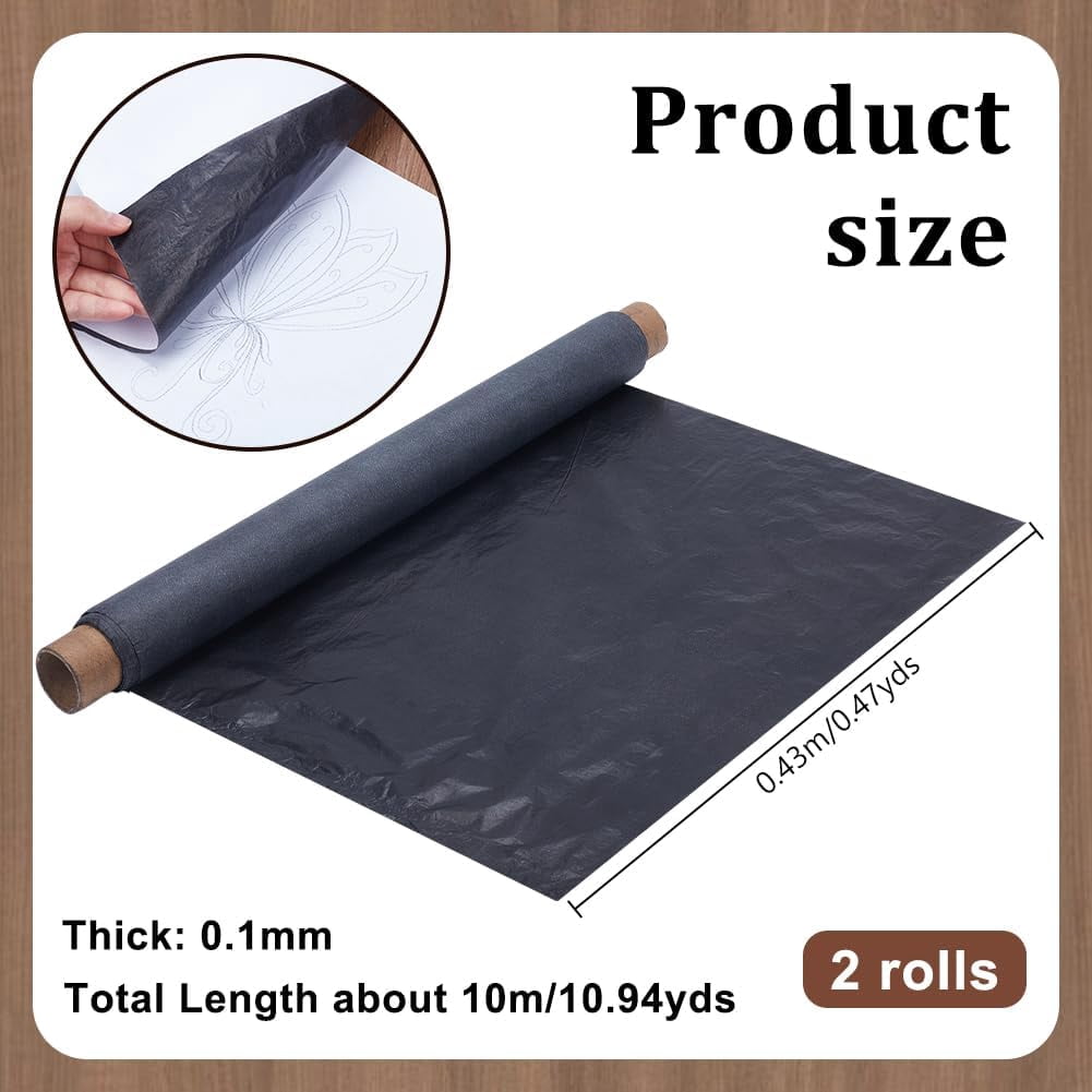 2pcs Graphite Transfer Tracing Paper Rectangle Black 10000x430x0.1mm
