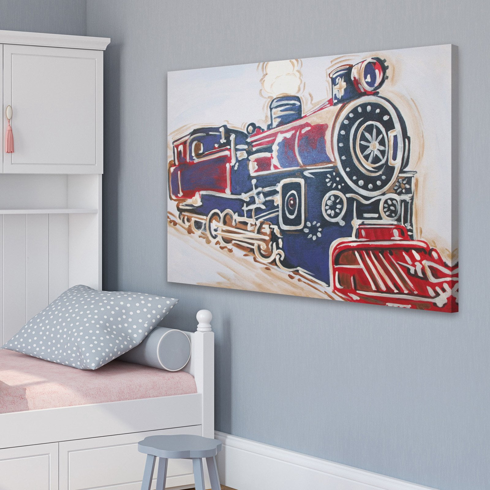 Marmont Hill "Vintage Train" by Reesa Qualia Painting Print on Wrapped Canvas