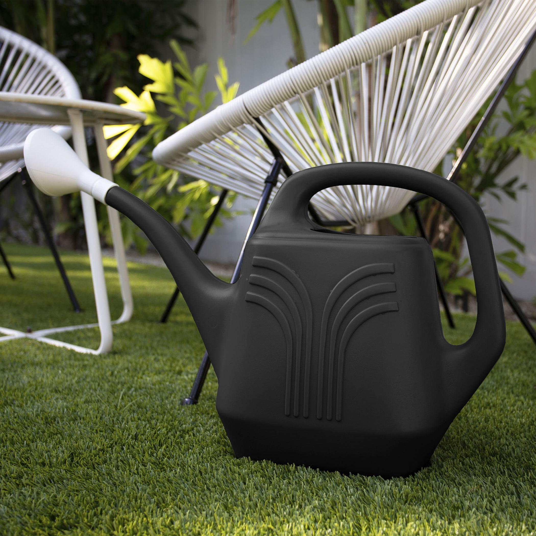 Bloem Promo 2 Gallon Plastic Watering Can - Indoor/Outdoor with 256 Fl Oz Capacity, Removable Nozzle, Black