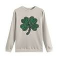 thumbnail image 6 of Felirenzacia Women’s St. Patrick Sweatshirt Holiday Clover Graphic Cozy Seasonal Everyday Pullover, Khaki,L, 6 of 7