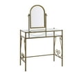 thumbnail image 4 of Linon Bonview 2-Piece Vanity Set, Includes Vanity and Bench, Antique Gold Finish with Beige Linen Fabric, 4 of 16