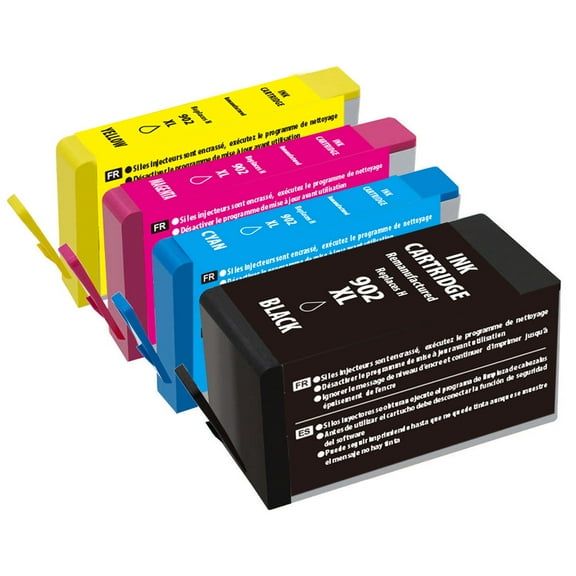 Compatible Replacement For 4 Pack 902XL Ink Cartridges for Officejet Pro 6960 6968 6970 6975