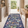 thumbnail image 4 of 2x5 Washable Hallway Runner Rug: Stain Resistant Floral Scalloped Kitchen Rug Farmhouse Soft Carpet For Bathroom Bedroom Laudry Entryway Floor Mat With Non Slip Backing Cute Home Decor(2x5 Purple), 4 of 7