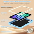 thumbnail image 3 of Case for iPad Mini 7 A17 Pro 2024/Mini 6 2021 8.3 inch 7th/6th Gen with Butterfly Stand, Shockproof Protective Tablet Cover with Pencil Holder Shoulder Strap for Kids Girls, Beige Blue, 3 of 7