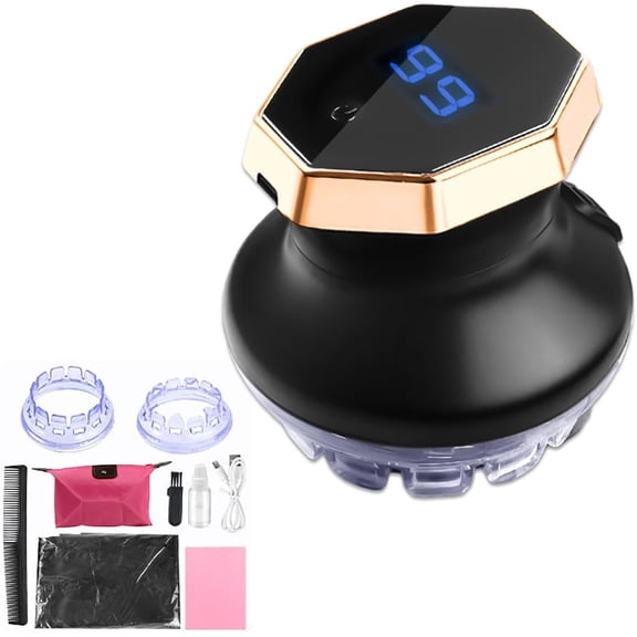 Cordless Circular Self-Haircut Kit, 360° Palm Grip Electric Hair Clipper with LED Display, Rechargeable Head Shaver for Men