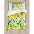 thumbnail image 3 of Modern Duvet Cover Set, Mature Lemon Citrus Tree Branches Vibrant Flourishing Season Watercolor, Decorative 3 Piece Bedding Set with 2 Pillow Shams, Queen Size, Forest Green Yellow, by Ambesonne, 3 of 3