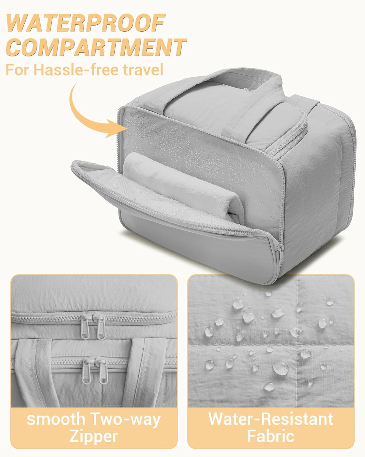 Travel Toiletry Bag, Makeup Bag Puffy Wide-open Quilted Bag for Women, Lightweight Cosmetic Bag Organizer with Handle for Traveling, Accessories, Essentials Toiletries Grey