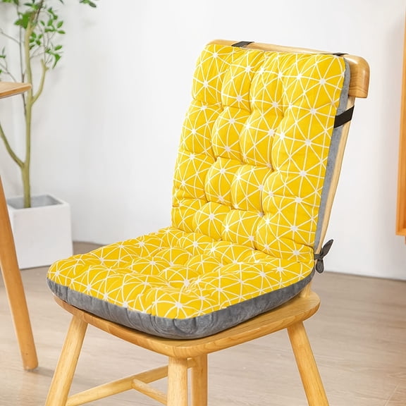 Printed outdoor chair cushion, plush high-back wicker chair cushion with ties, garden furniture seat cushion, suitable for porches, gardens, lawns, dining chairs.