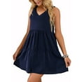 thumbnail image 3 of LELINTA Womens Summer Sleeveless Dress Casual V Neck Sundress Swing Tank Beach Dresses Casual Loose Flowy Swing Shift Dresses, Black/ Green/ Navy Blue/ Wine Red/ Caramel, S-2XL, 3 of 5