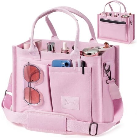 Canvas Tote Bag with Pockets Work Tote Bags for Women Crossbody Tote Bag Everything Tote Bag Everyday Satchel Handbag