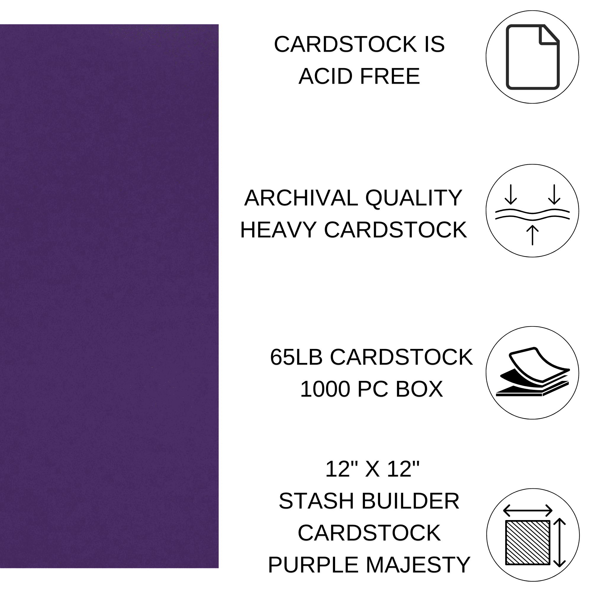 PA Paper Accents Stash Builder Cardstock 12" x 12" Purple Majesty, 65lb colored cardstock paper for card making, scrapbooking, printing, quilling and crafts, 1000 piece box