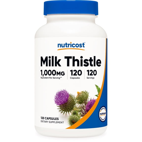 Nutricost Milk Thistle Capsules 1000mg Equivalent, 120 Capsules - Gluten-Free & GMO-Free