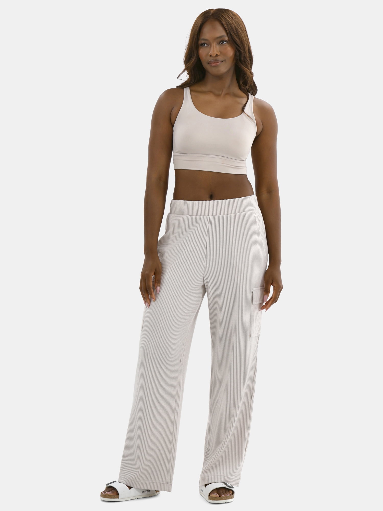 Avia Women’s and Women's Plus Corded Ribbed Seamed Wide-Leg Pants, Sizes XS-4X