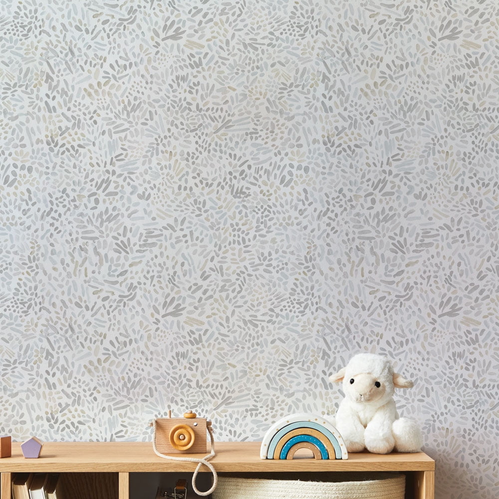 Tempaper Grey Brushstroke Garden Peel and Stick Wallpaper, 20.5" x 16.5'