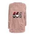 thumbnail image 5 of CFLVAEK Christmas Sweatshirts for Women Plus Size Fuzzy Sherpa Fleece Sweatshirt Round Neck Thermal Pullover Tops Cute Xmas Elf Graphic Loungewear with Pockets Pink XL, 5 of 5