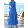 thumbnail image 5 of PRETTYGARDEN Summer Dresses for Women Sundresses Sleeveless V Neck Eyelet A Line Flowy Beach Vacation Spring Maxi Dress, 5 of 9