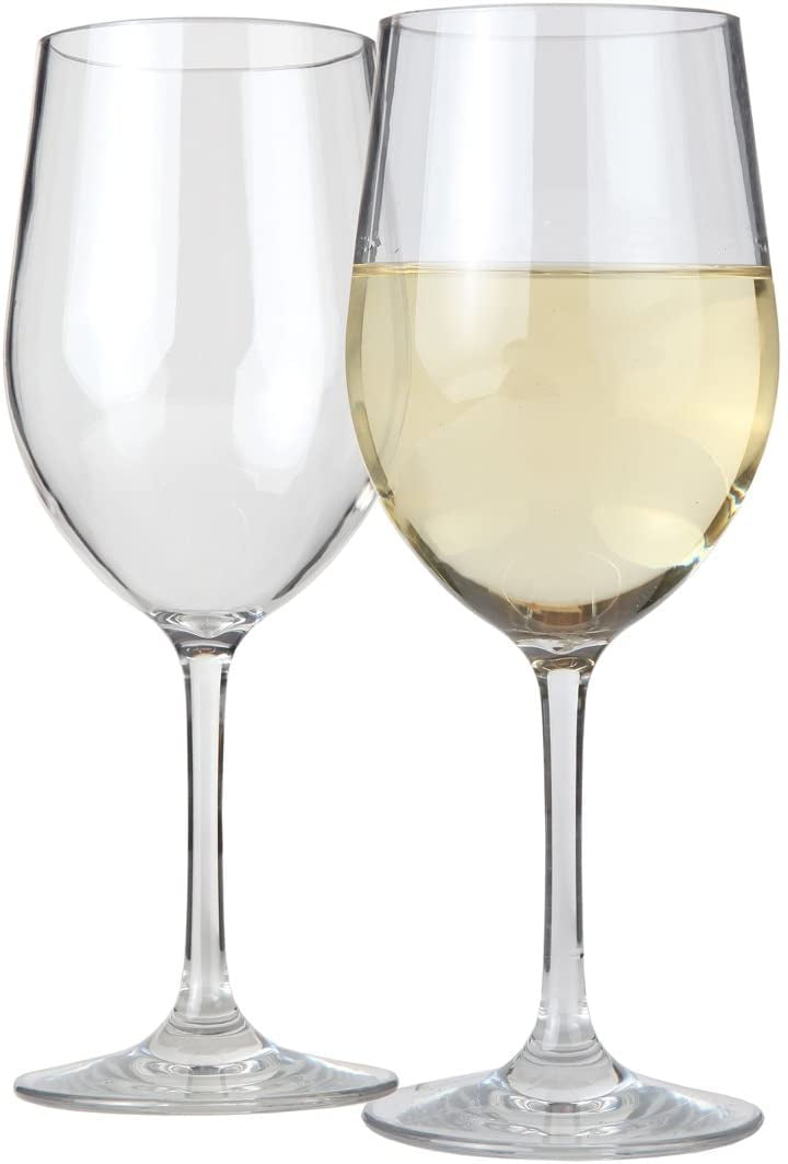 Lily's Home Unbreakable Chardonnay White Wine Glasses, Made of Shatterproof Tritan Plastic, For Indoor and Outdoor Use, Reusable and Dishwasher-Safe, Crystal Clear. 12 oz. Each, Set of 2