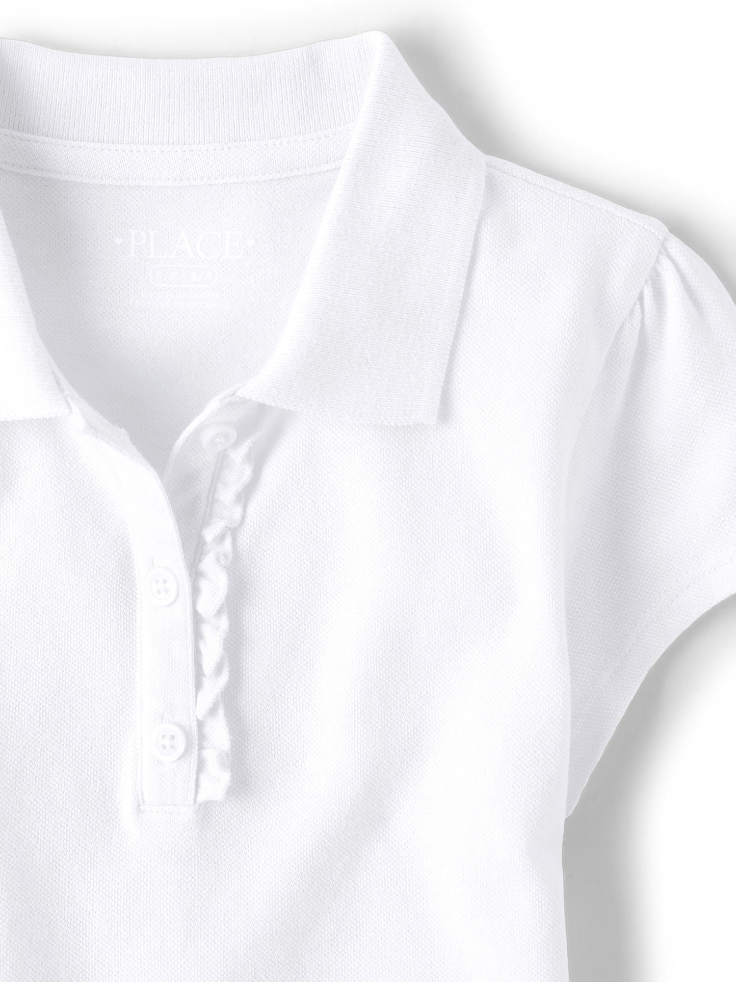 The Children's Place Girls Uniform Short Sleeve Ruffle Pique Polo, Sizes XS-XXL