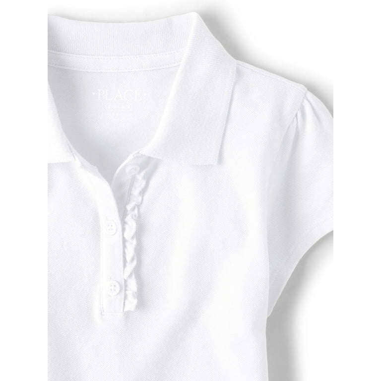 The Children's Place Girls Uniform Short Sleeve Ruffle Pique Polo