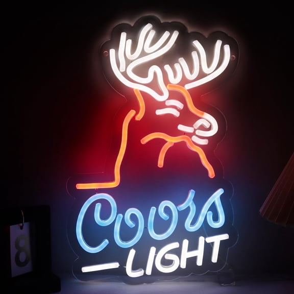 JFLLamp LED Neon Sign Deer Head Shape Vintage Style Multicolor Light Wall Decor Acrylic Backboard Hanging Lamp for Bar Home