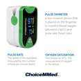 thumbnail image 3 of ChoiceMMed Dual Color OLED Finger Pulse Oximeter - Green - Blood Oxygen Saturation Monitor with Color OLED Screen Display and Included Batteries - O2 Saturation Monitor, 3 of 7