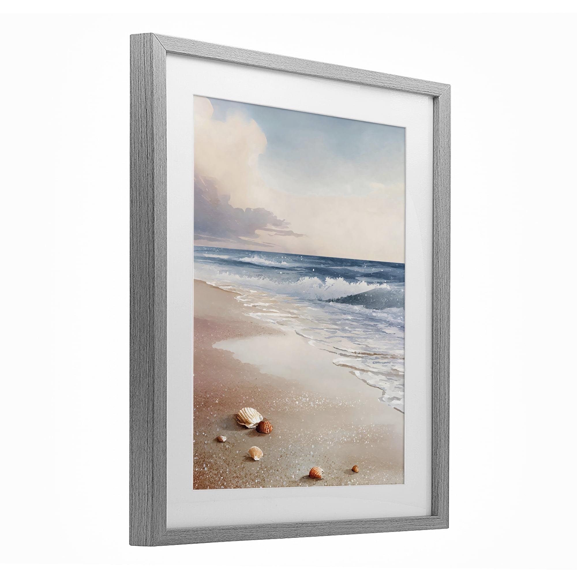 Stupell Industries Washed Up Seashells Gray Framed Print Under Glass, design by Franklyn Gregory