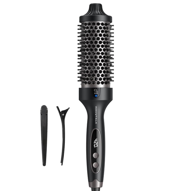 wavytalk Cepillo Térmico Blowout Boost Grande, Cepillo Redondo Calentado De 1,77 Pulgadas Para Cabello Largo, Tecnología De Iones Negativos De Cerámica Turmalina Reduc