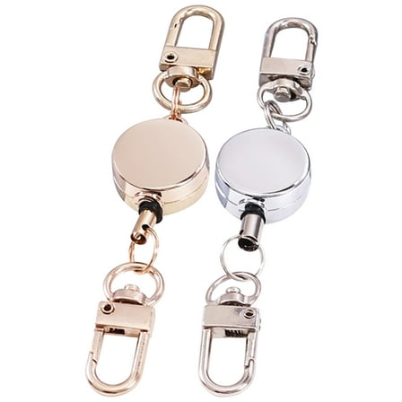 Lanyard 2 Pcs Key Chain Chains Keychain Retractable Easy-to-pull Ring Alloy Work