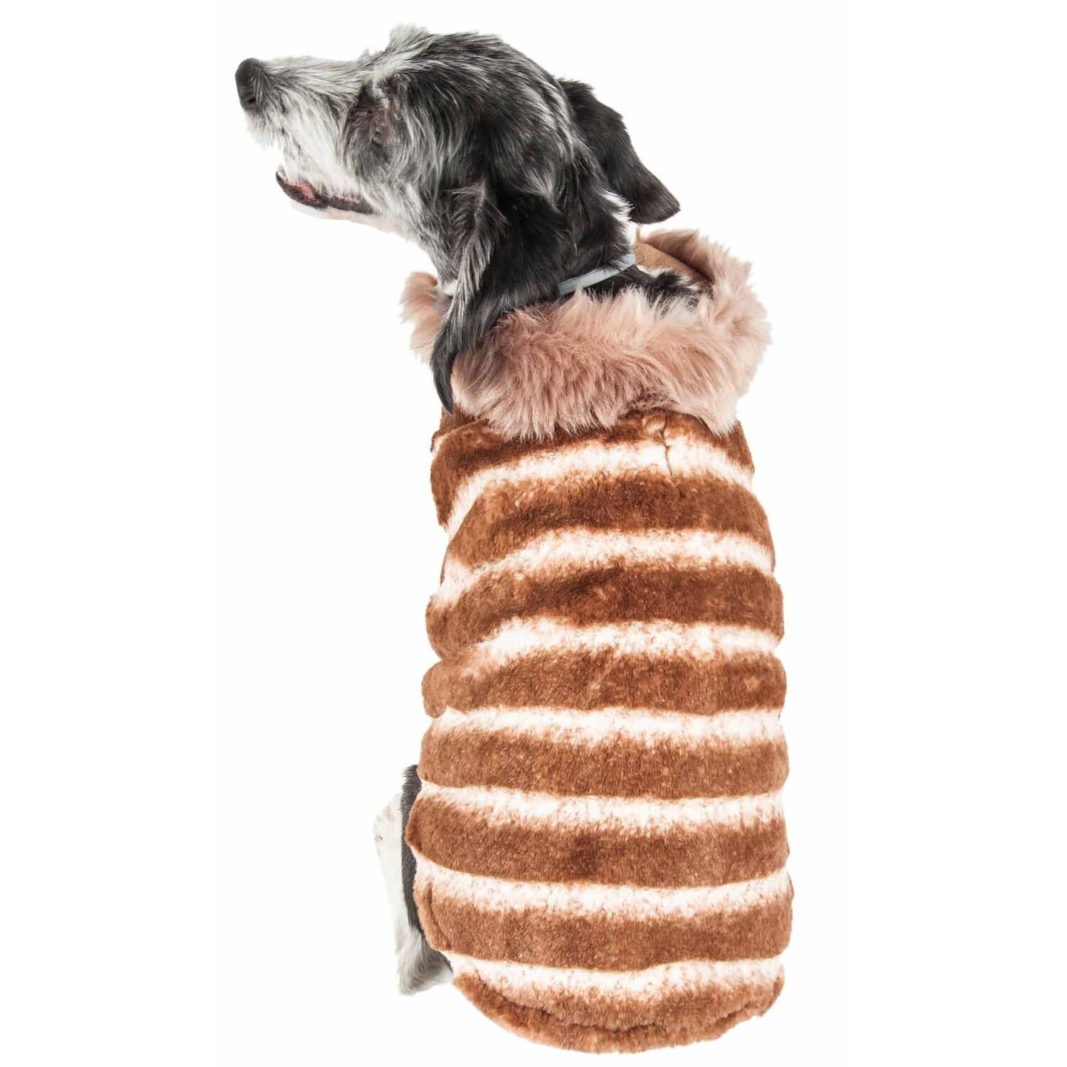 Pet Life ® Luxe 'Tira-Poochoo' Tiramisu Patterned Mink Fur Designer Dog Jacket