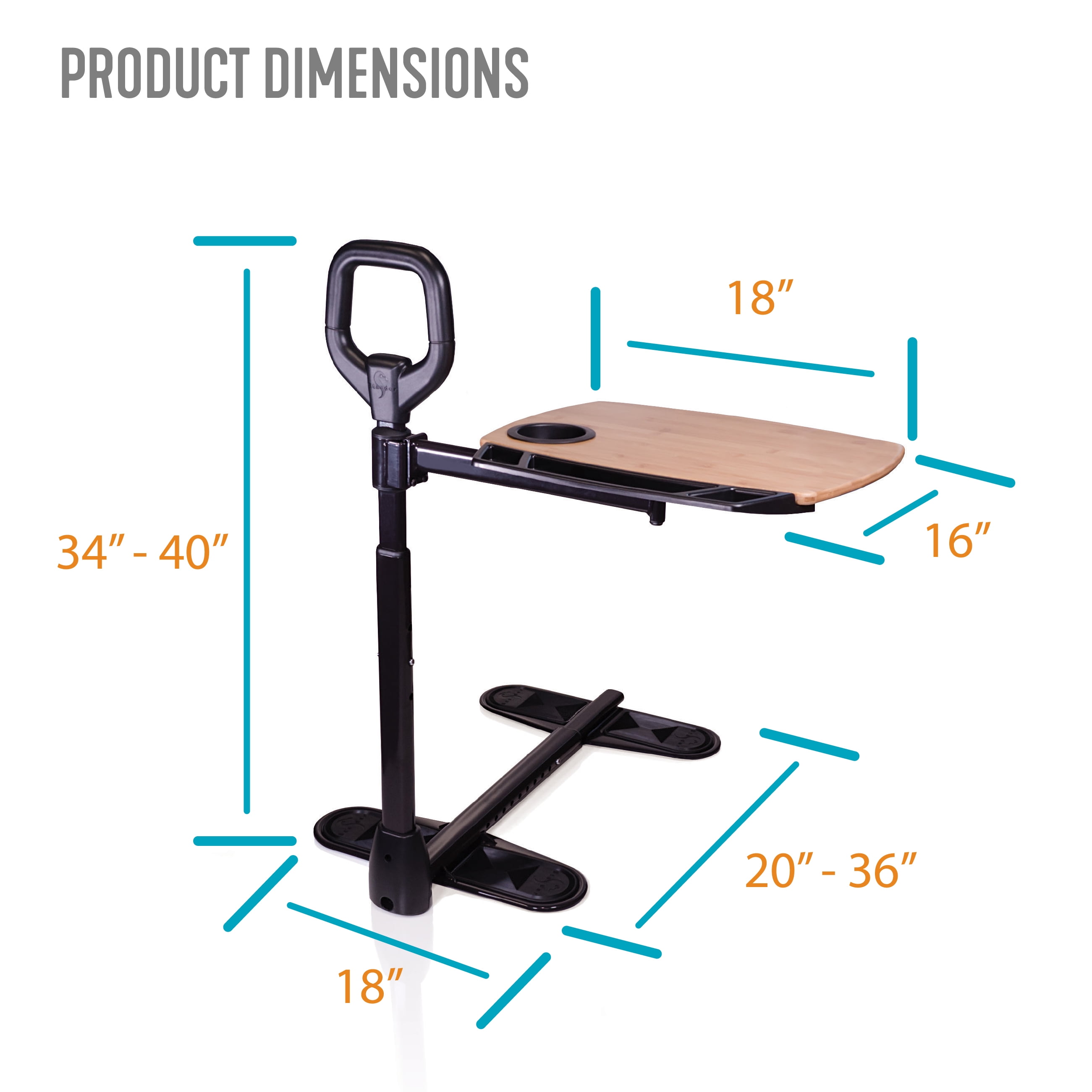 Able Life Tray Table with Adjustable Swivel and Stand Assist for Seniors