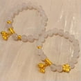 thumbnail image 6 of K-KED Real Pure 24k Yellow Gold Bracelet 3D Lotus Tube Bead White Chalcedony 7inchL-With Gold Bead-0.7-1g, 6 of 6