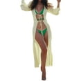thumbnail image 2 of Coduop Women Bikini Cover Up Cardigan Dress Mesh Sheer Long Sleeve High Split Long Beach Dress, 2 of 9