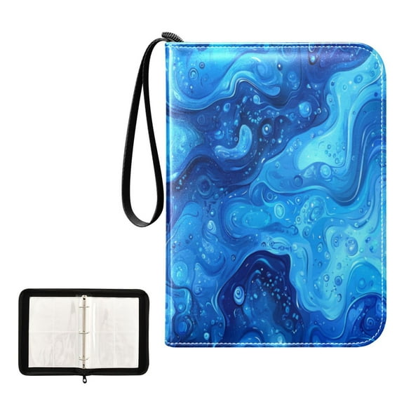 400 Pockets Trading Cards Album,Card Binder 4-Pocket, Cards Collector Album Holder Fits 400 cards with 50 removable sheets Blue Water Texture
