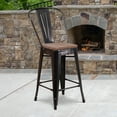 thumbnail image 2 of Flash Furniture Lily 24" High Black-Antique Gold Metal Counter Height Stool with Back and Wood Seat, 2 of 11
