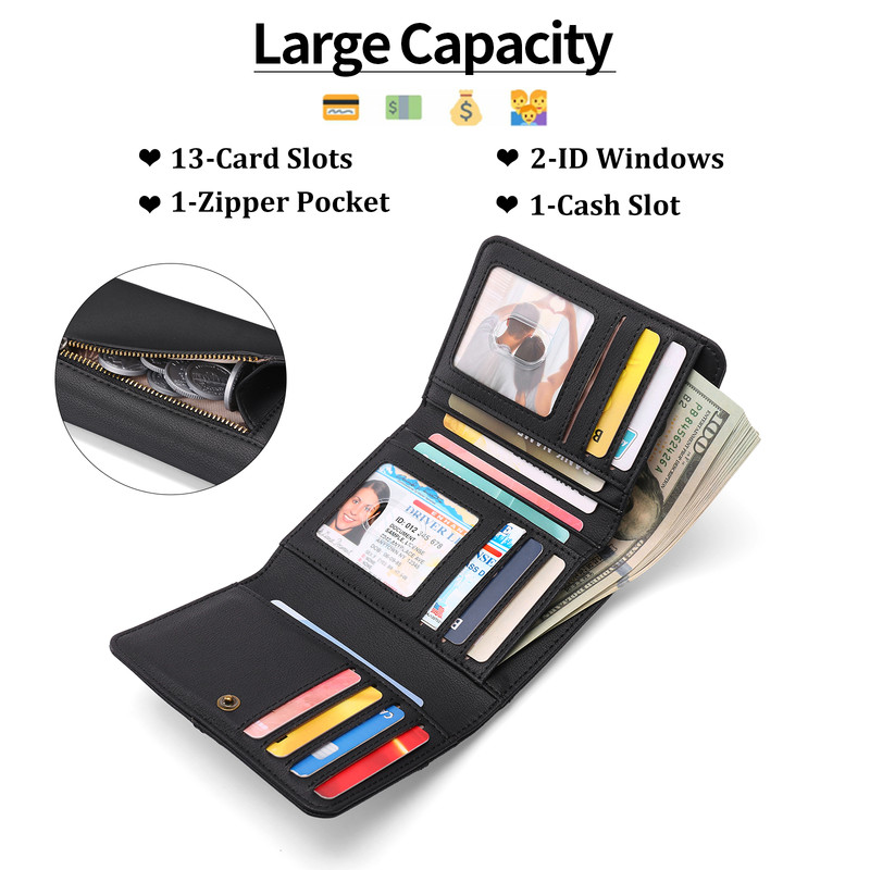 GAEKEAO Women's RFID Blocking Leather Trifold Wallet photo 7