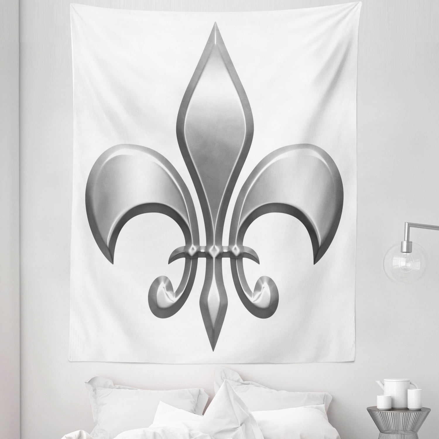 Beige Pillow, Natural Color, Gothic Style Pillow, Fleur-de-lis