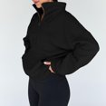 thumbnail image 5 of Yokua Quarter Zipper Cropped Sweatshirt Long Sleeve Oversized Pullover Top for Women, 5 of 8