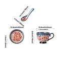 thumbnail image 3 of XINGAG Bohemian Ceramic Coffee Mug With Lid Spoon Hand Polish Style Large Cappuccino Mug Microwave Dishwasher Floral Mug For Home For, 3 of 4
