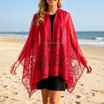 thumbnail image 2 of Lumtrix Womens Lace Shawls and Wraps for Weddings - Elegant Evening Dresses Scarfs - Sheer Shawl Wraps for Evening Party Shawl Red One Size, 2 of 5