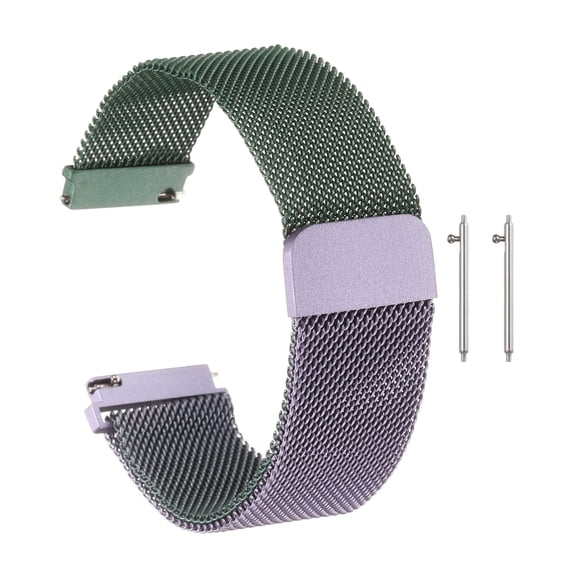 Uxcell Stainless Steel Mesh Watch Band 16mm Quick Release Metal Replacement Watch Strap with Magnetic Buckle for Men Women, Green Purple