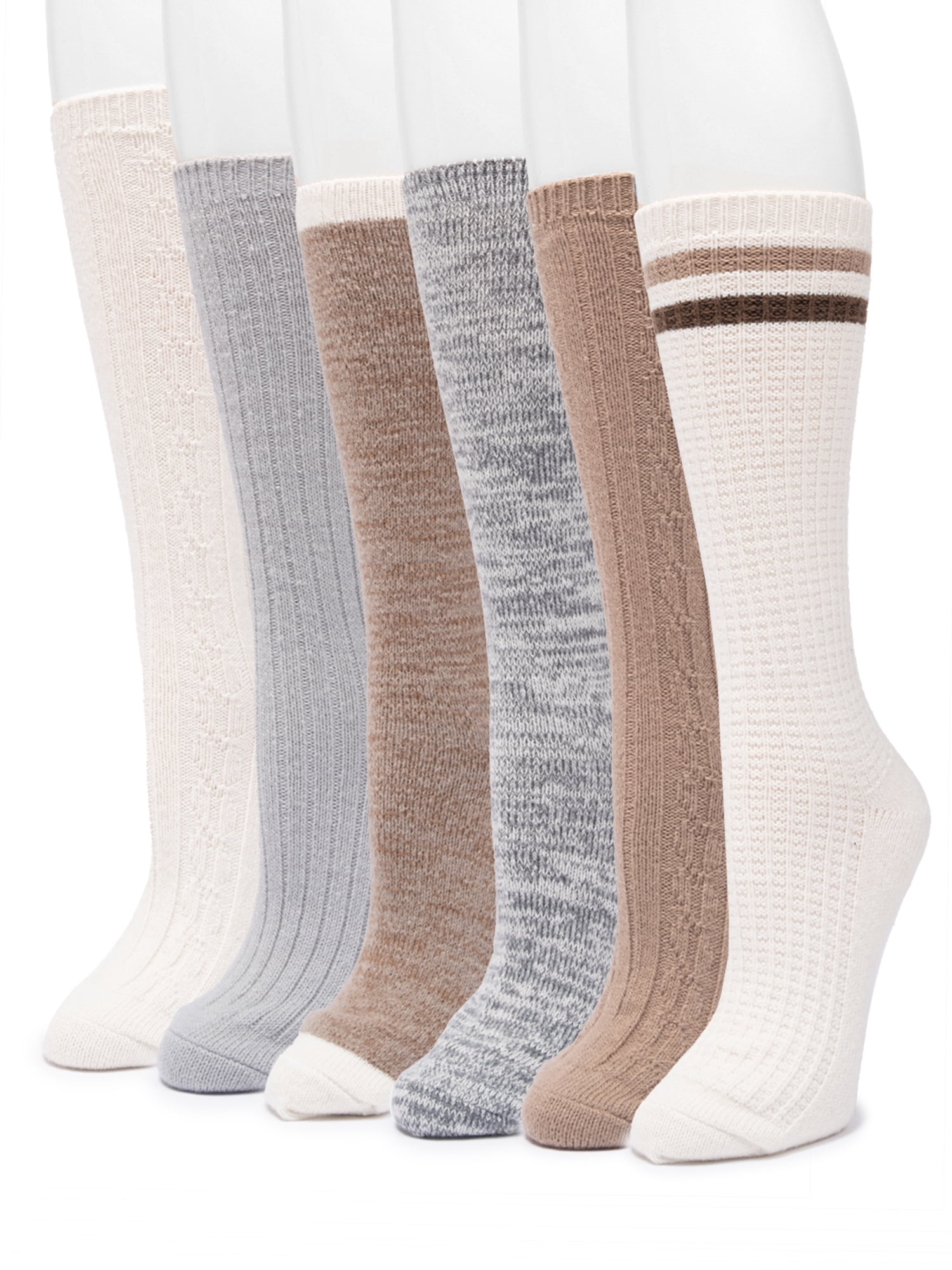 MUK LUKS Women's Fluffy Dream Tall Boot Socks, 6-Pack, OSFM