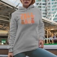 thumbnail image 2 of Fall Babe, Groovy Wavy Text Art Merch Gift, Heather Grey Hooded Sweatshirt or Hoodie, Medium, 2 of 5