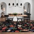 thumbnail image 6 of 8x10 Area Rug for Living Room, Floral Washable Rugs Low Pile, Soft Non Slip Vintage Carpet for Bedroom, Kitchen, Dining Room, Office, Black, 6 of 6