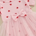 thumbnail image 6 of Bagilaanoe Newborn Valentine's Day Outfits Baby Girl Rompers Dress Heart Print Short Sleeve Bodysuits + Headband 3M 6M 12M 18M Infant Patchwork A-line Dresses, 6 of 7