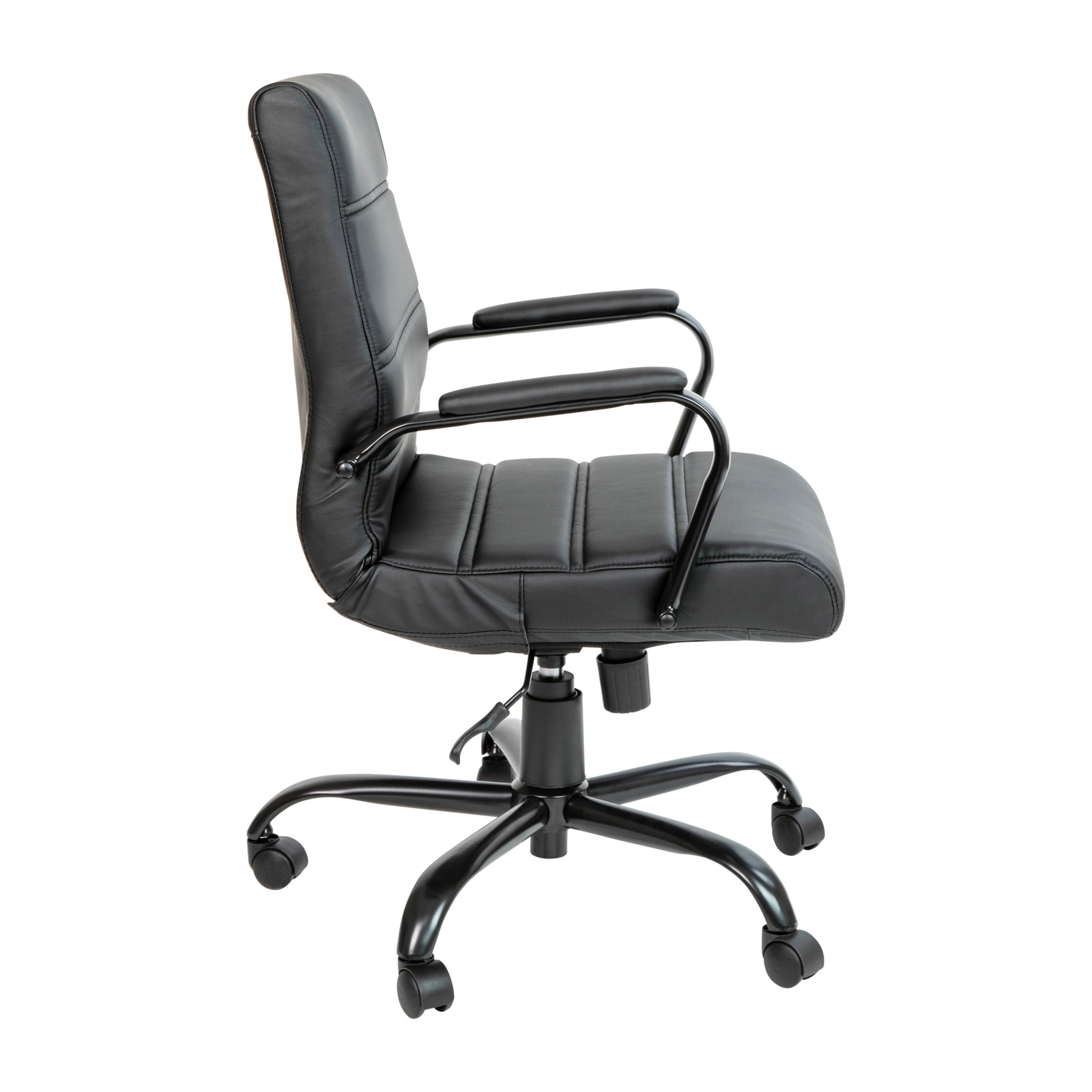 Flash Furniture Whitney Mid-Back Swivel LeatherSoft Desk Chair with Armrests, Black