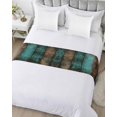 thumbnail image 5 of Xipuska Vintage Teal Stripe Bed Runners for King Size Bed, Decorative Bed Throws for Foot of Bed, Farmhouse Shabby Turquoise Bed Runner Sofa Throw Bedding Scarf Protector Slipcover for Bedroom/Hotel, 5 of 6