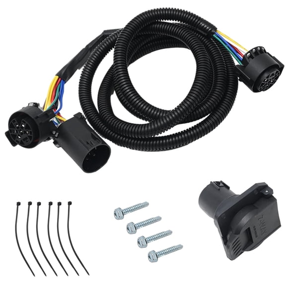 Anxingo 7-Foot 7-Pin Vehicle Trailer Wiring Plug Harness Extension Replacement for Chevy Dodge Ford GMC Nissan Toyota Ram 5th Wheel and Goo
