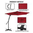 thumbnail image 4 of Mondawe 10ft Heavy Duty Solar Patio Umbrella with Cross Base, 360° Rotation, 24 LED Lights, Outdoor Hanging Offset Cantilever Market Sun Shade Umbrella, Red, 4 of 8